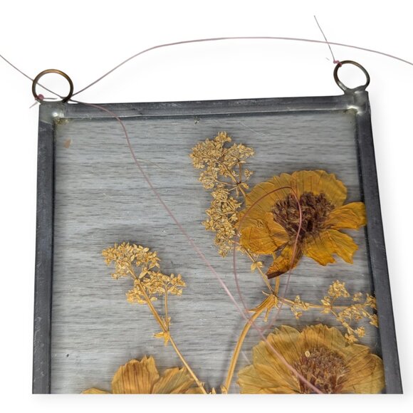 Pressed Floral Leaded Glass Frame Decor 8" x 4" x 1.4" - Picture 4 of 14